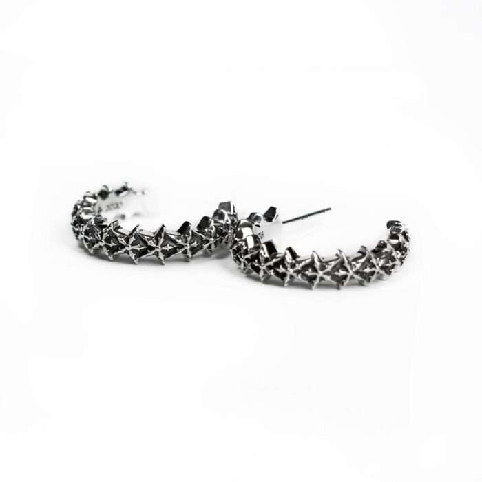 Chrome Hearts 5 Sided Star Hoop Earrings